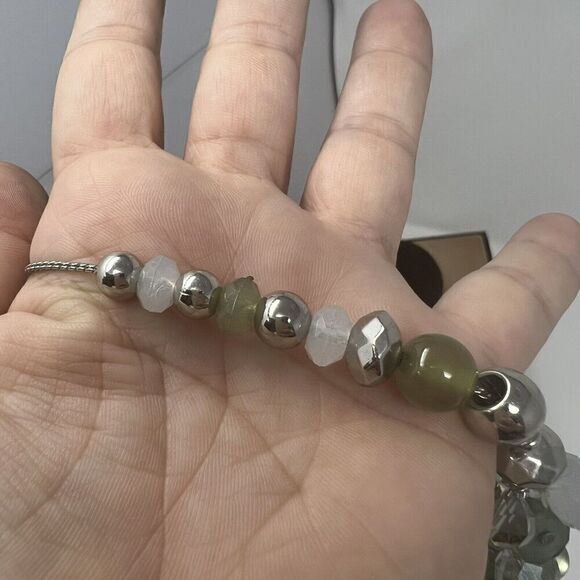 Chico's Necklace Silver Beaded Cluster Beads Sparkle Faceted Adjustable - Picture 3 of 6